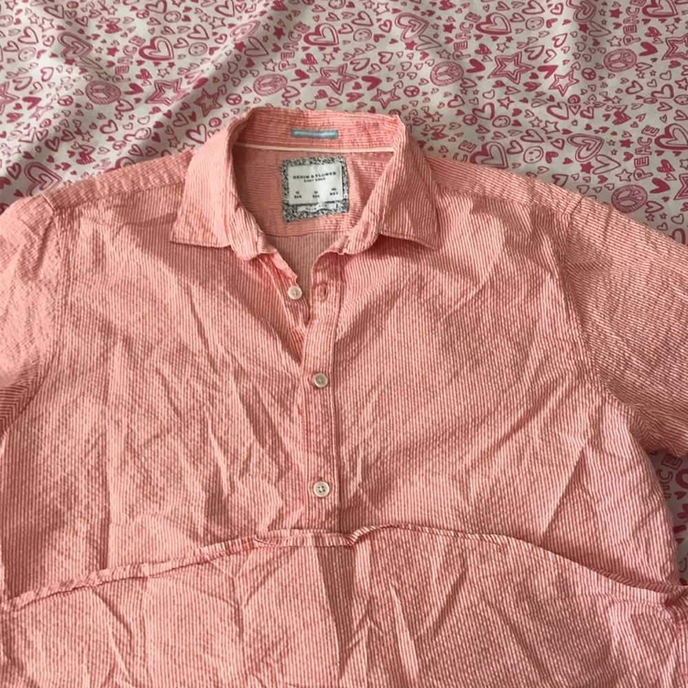 Denim & Flower Short Sleeve Slim Fit Shirt Medium